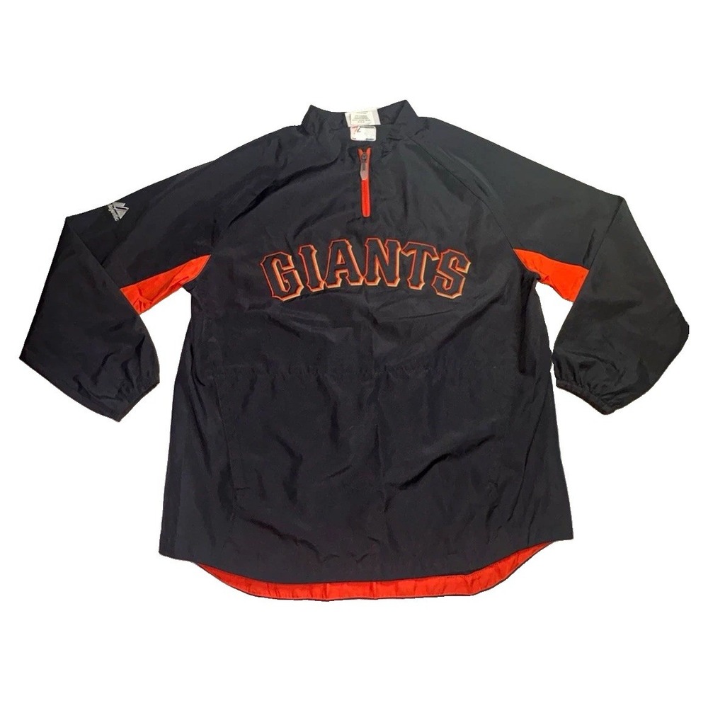 Majestic San Francisco Giants MLB Pullover Jacket Black/Orange Boys Youth M